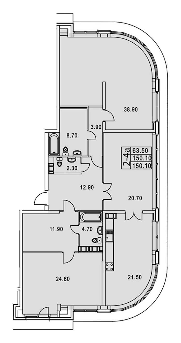 Двухкомнатная квартира в : площадь 150.1 м2 , этаж: 4 – купить в Санкт-Петербурге
